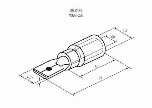 Клемма плоская изол. (штекер) (VM 2-250) REXANT 08-0333 фото 3