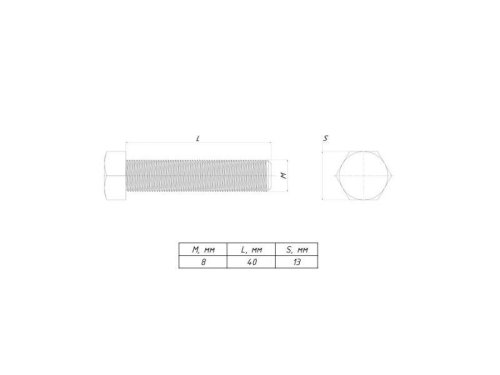 Болт с шестигранной головкой М8х40 EKF b6grm8x40 (уп. 50 шт) фото 2